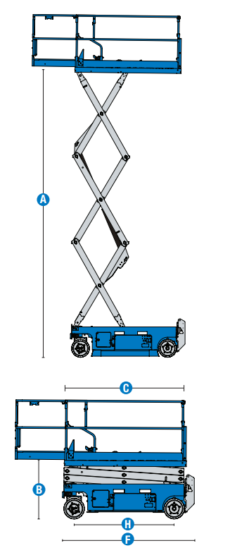 Diagrama de alcance Genie GS-2632 (26 ft)